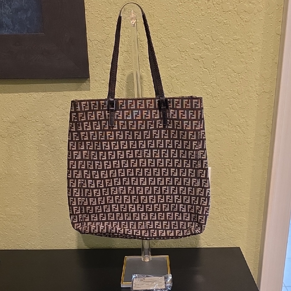 Fendi Zucchino Canvas Tote Bag - Fendi Monogram Brown and Black Tote